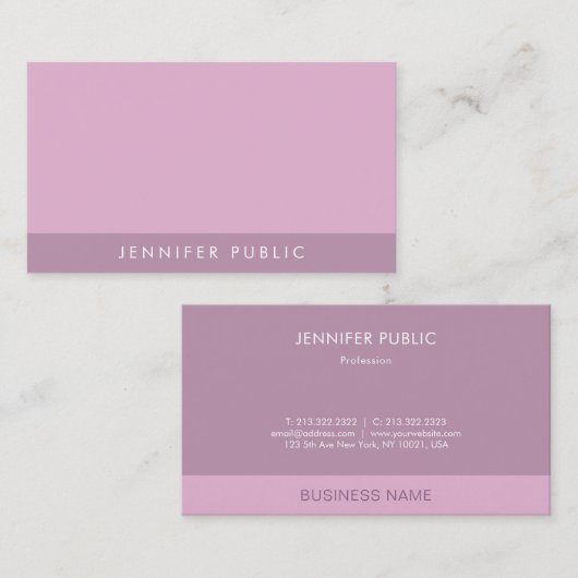 Modern Elegant Trendy Paarse Sjabloon Professional Visitekaartje (Voorkant / Achterkant)