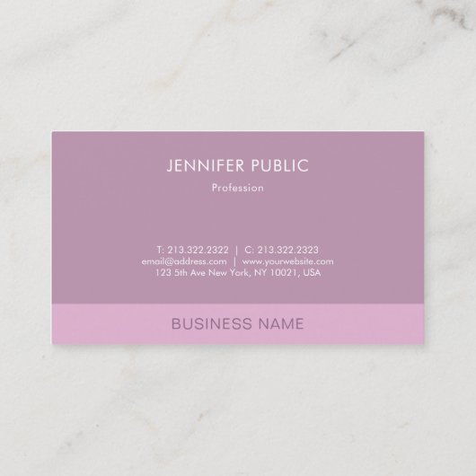 Modern Elegant Trendy Paarse Sjabloon Professional Visitekaartje (Achterkant)