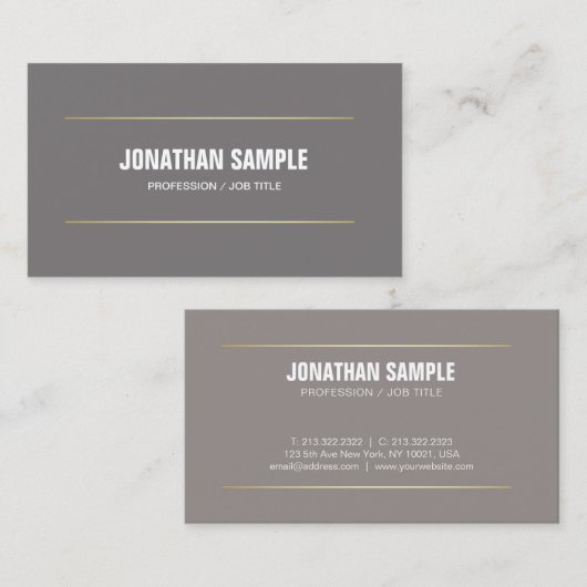 Modern Elegant Trendy Plain Silk Finish Luxe Visitekaartje (Voorkant / Achterkant)