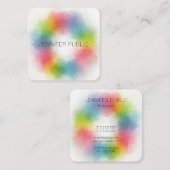 Modern Elegant Trendy Rainbow Colors Sjabloon Vierkante Visitekaartje (Voorkant / Achterkant)