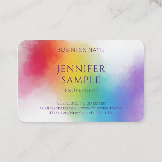 Modern Elegant Trendy Rainbow Colors Sjabloon Visitekaartje (Achterkant)