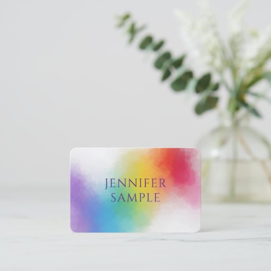 Modern Elegant Trendy Rainbow Colors Sjabloon Visitekaartje (Staand voorkant)
