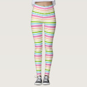Modern Elegant Trendy Roze Blauw Groen Geel Leggings (Voorkant)