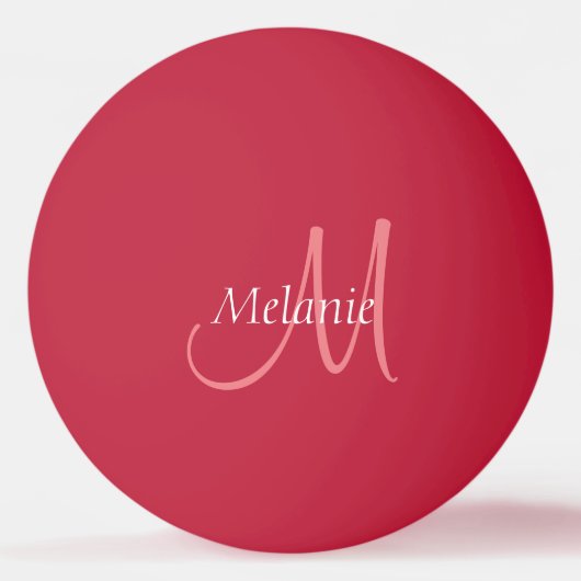 Modern Elegant Trendy Sjabloon Monogram Initiaal Pingpongbal (Voorkant)