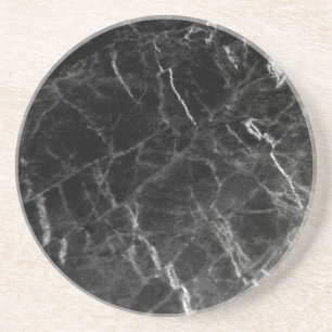 Modern Elegant Trendy Sjabloon Zwart Marmer Rond Zandsteen Onderzetter