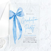 Modern Elegant Trendy Stijlvol Blue Bow Afstuderen Acryl Uitnodigingen