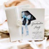 Modern Elegant Trendy Stijlvol Blue Bow Afstuderen Kaart