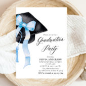 Modern Elegant Trendy Stijlvol Blue Bow Afstuderen Kaart