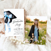 Modern Elegant Trendy Stijlvol Blue Bow Afstuderen Kaart