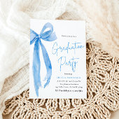 Modern Elegant Trendy Stijlvol Blue Bow Afstuderen Kaart