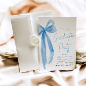 Modern Elegant Trendy Stijlvol Blue Bow Afstuderen Kaart