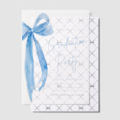 Modern Elegant Trendy Stijlvol Blue Bow Afstuderen Vellum Uitnodigingen (Offset (Uitnodiging))