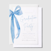 Modern Elegant Trendy Stijlvol Blue Bow Afstuderen Vellum Uitnodigingen (Offset)
