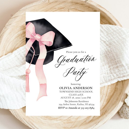 Modern Elegant Trendy Stijlvol Roze Boog Afstudere Kaart