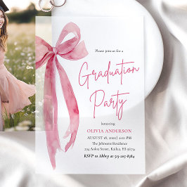 Modern Elegant Trendy Stijlvol Roze Boog Afstudere Vellum Uitnodigingen