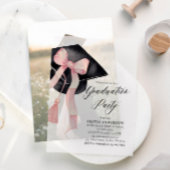 Modern Elegant Trendy Stijlvol Roze Boog Afstudere Vellum Uitnodigingen