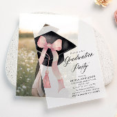 Modern Elegant Trendy Stijlvol Roze Boog Afstudere Vellum Uitnodigingen