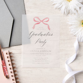 Modern Elegant Trendy Stijlvol Roze Boog Afstudere Vellum Uitnodigingen
