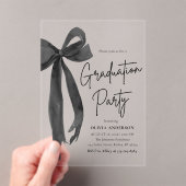 Modern Elegant Trendy Stijlvol Zwart Bow Afstudere Acryl Uitnodigingen (Insitu (Draagbaar))