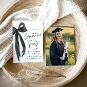 Modern Elegant Trendy Stijlvol Zwart Bow Afstudere Kaart