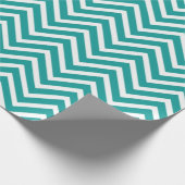 Modern, elegant, trendy turquoise witte chevron cadeaupapier (Hoek)