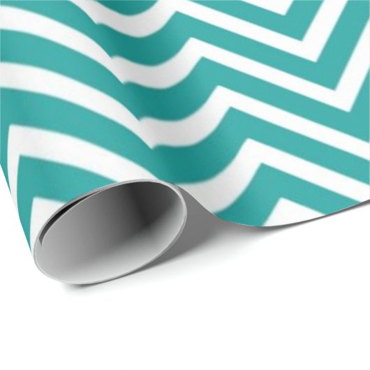 Modern, elegant, trendy turquoise witte chevron cadeaupapier (Rol Hoek)