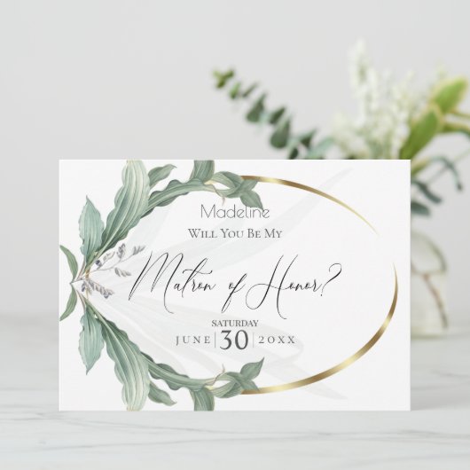 Modern Elegant Tropical laat mijn matron van eer o Kaart (Staand voorkant)