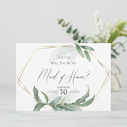 Modern Elegant Tropical laat mijn meisje van eer o Kaart (Staand voorkant)