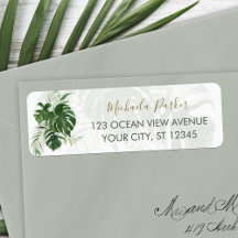 Modern elegant Tropical Leaves Return-adres