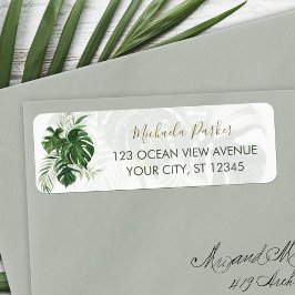 Modern elegant Tropical Leaves Return-adres Etiket