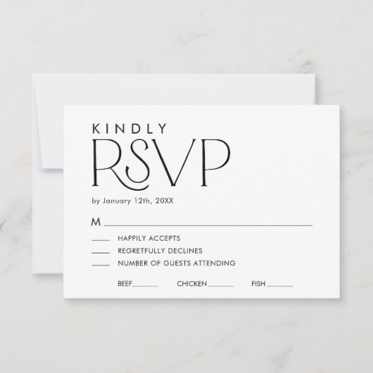 Modern Elegant Trouwen RSVP met QR code Kaart (Voorkant)
