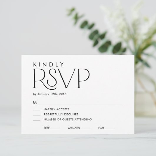 Modern Elegant Trouwen RSVP met QR code Kaart (Staand voorkant)