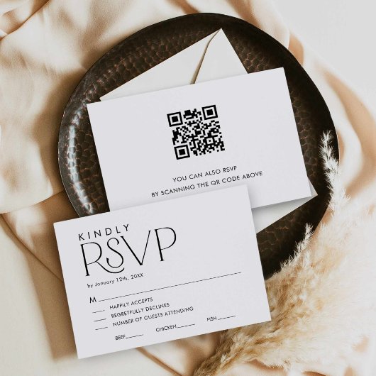 Modern Elegant Trouwen RSVP met QR code Kaart