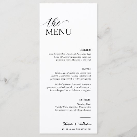 Modern Elegant Trouwmenu en Dankjewel Kaart (Voorkant)