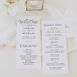 Modern Elegant Trouwprogramma met Zwarte Typografi