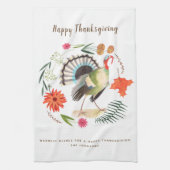 Modern Elegant Turkije Thanksgiving Botanisch Theedoek (Verticaal)