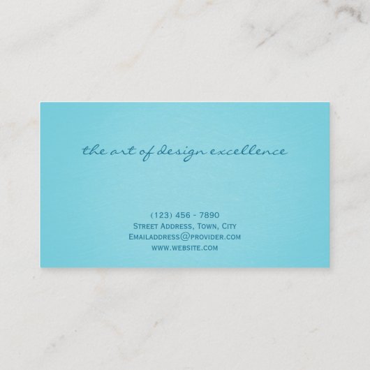Modern Elegant Turquoise Blauwgroen Designer Styli Visitekaartje (Achterkant)