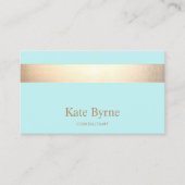 Modern Elegant Turquoise Blue Gold Stripe Visitekaartje (Voorkant)
