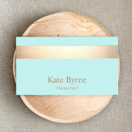 Modern Elegant Turquoise Blue Gold Stripe Visitekaartje