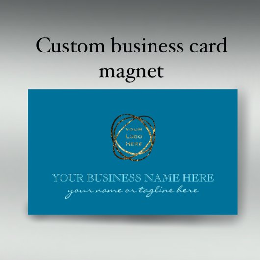 Modern Elegant Turquoise Custom Business Logo Magnetisch Visitekaartje