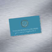 Modern Elegant Turquoise Custom Business Logo Magnetisch Visitekaartje (Voorbeeld)