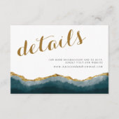 Modern Elegant Turquoise Gold Agate Wedding Detail Informatiekaartje (Voorkant)