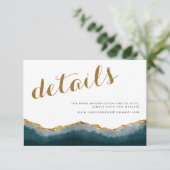 Modern Elegant Turquoise Gold Agate Wedding Detail Informatiekaartje (Staand voorkant)