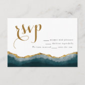 Modern Elegant Turquoise Gold Agate Wedding Informatiekaartje (Voorkant)
