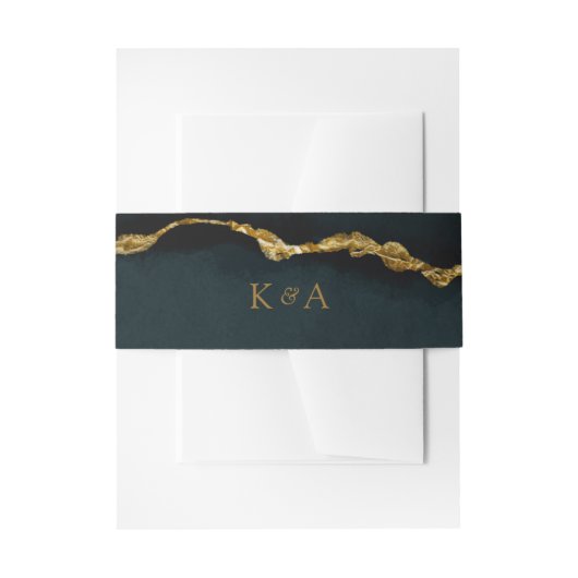 Modern Elegant Turquoise Gold Agate Wedding Uitnodigingen Wikkel (Voorkant Voorbeeld)