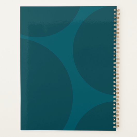 Modern Elegant Turquoise Green Gold Script  Planner (Achterkant)