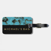 Modern Elegant Turquoise Stone Gold en Black Bagagelabel (Achterkant horizontaal)