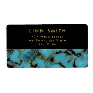 Modern Elegant Turquoise Stone Gold en Black Etiket