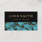 Modern Elegant Turquoise Stone Gold en Black Visitekaartje (Voorkant)