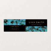 Modern Elegant Turquoise Stone Gold en Black Visitekaartje (Buitenkant ongevouwen)
